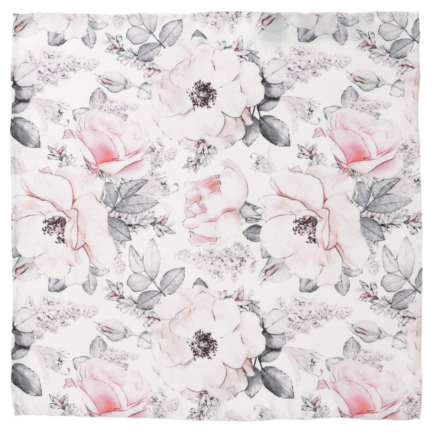 Painted Floral Gray Pocket Square - Cufflinks.com - Flyclothing LLC