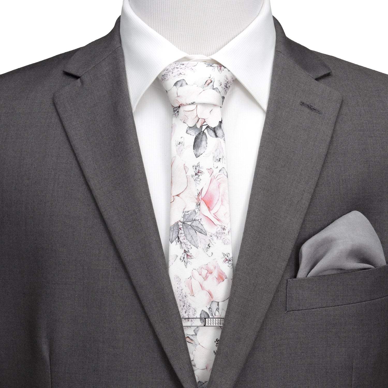 Painted Floral Gray Silk Men's Tie - Cufflinks.com - Flyclothing LLC