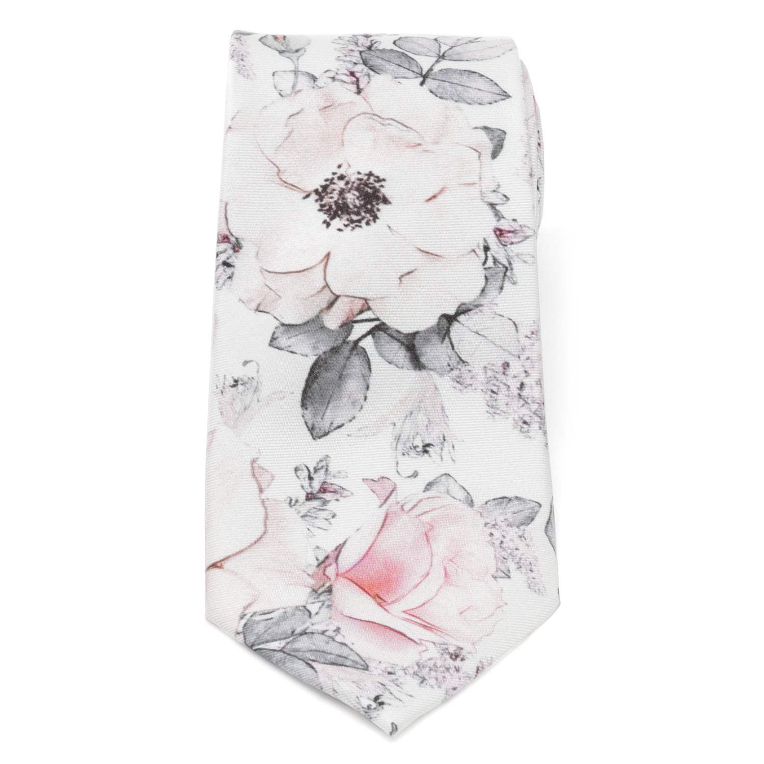 Painted Floral Gray Silk Men's Tie - Cufflinks.com - Flyclothing LLC