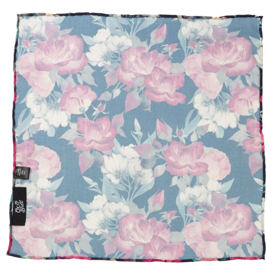 Painted Floral Navy Pocket Square - Cufflinks.com - Flyclothing LLC
