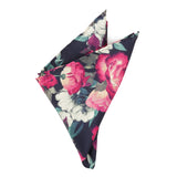 Painted Floral Navy Pocket Square - Cufflinks.com - Flyclothing LLC