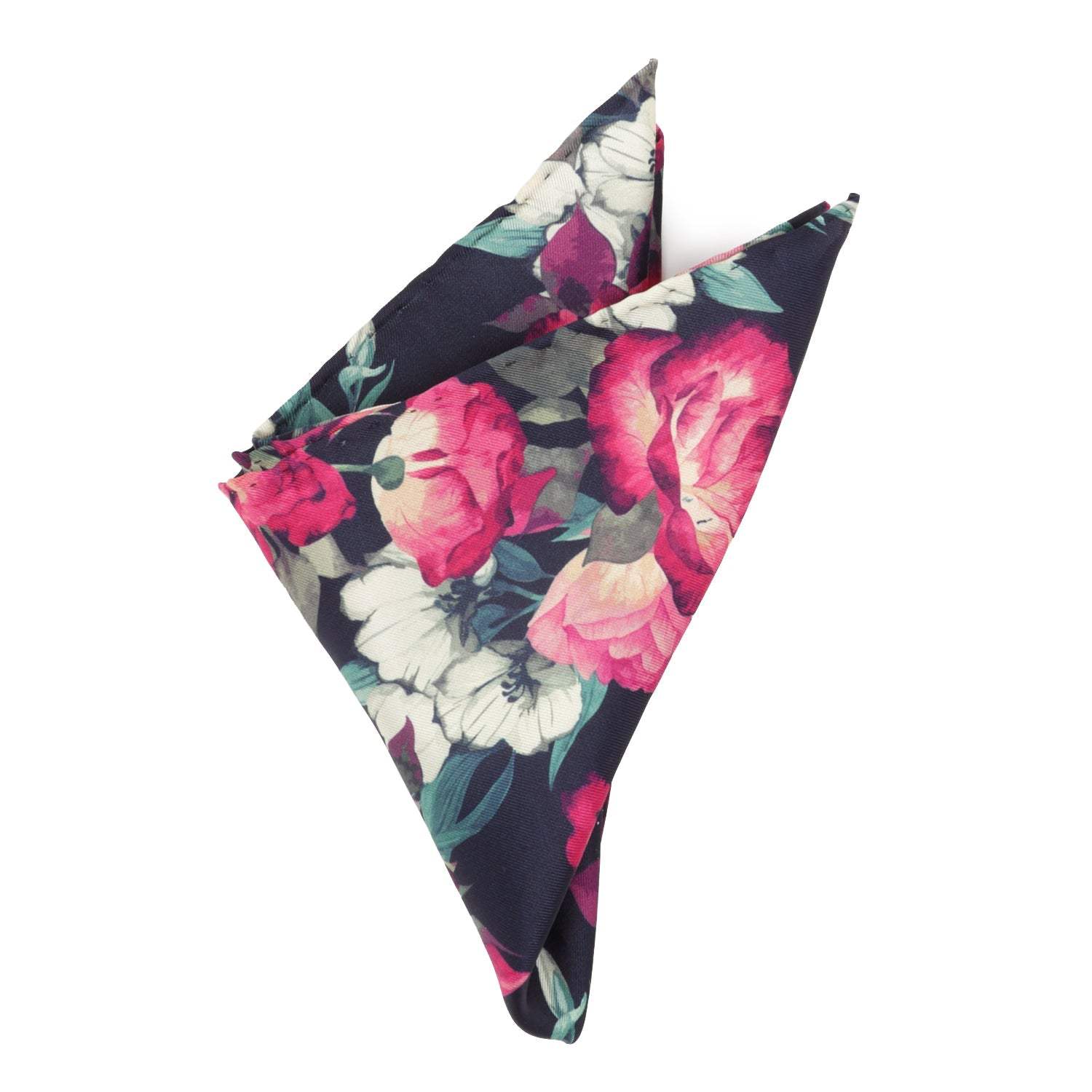 Painted Floral Navy Pocket Square - Cufflinks.com - Flyclothing LLC