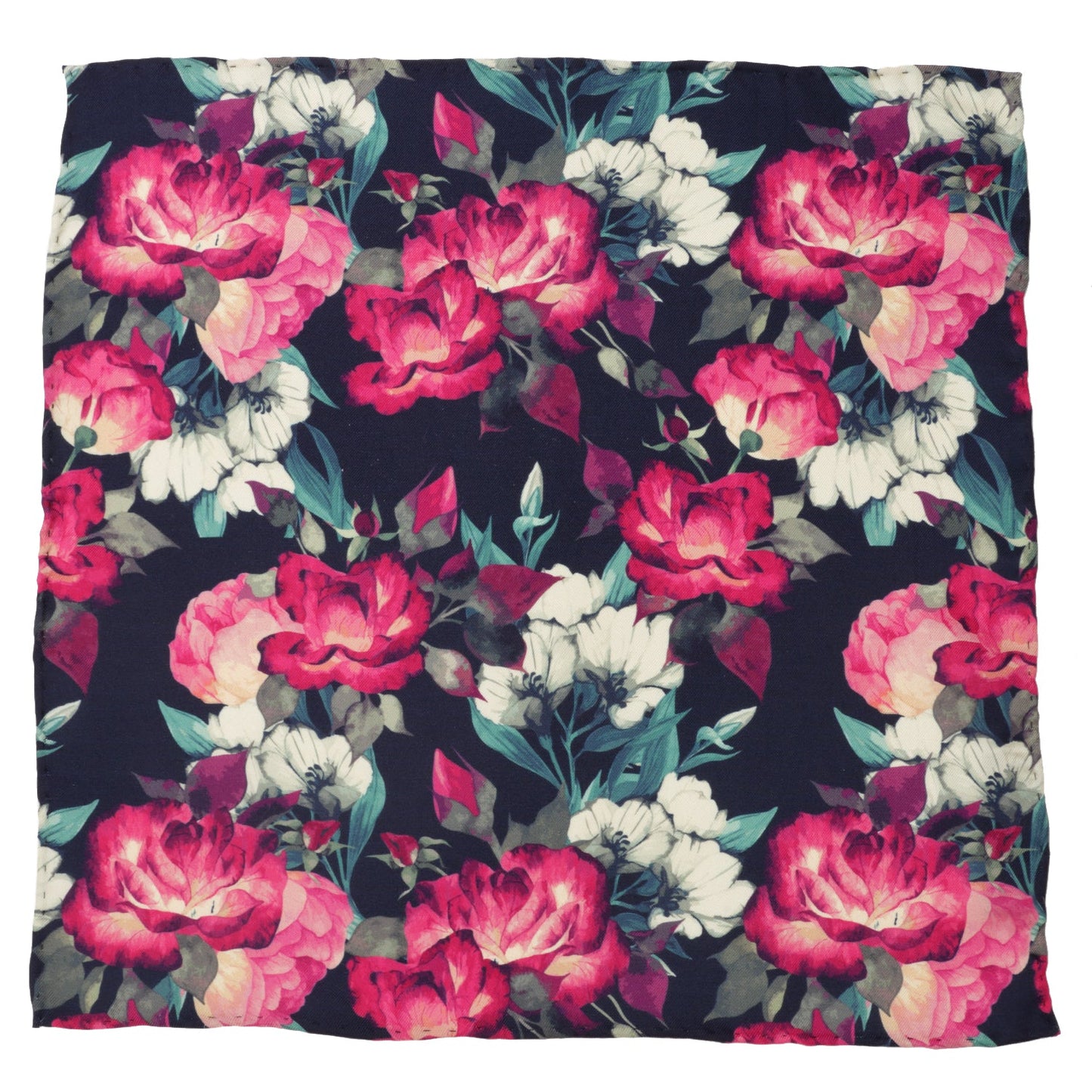 Painted Floral Navy Pocket Square - Cufflinks.com - Flyclothing LLC