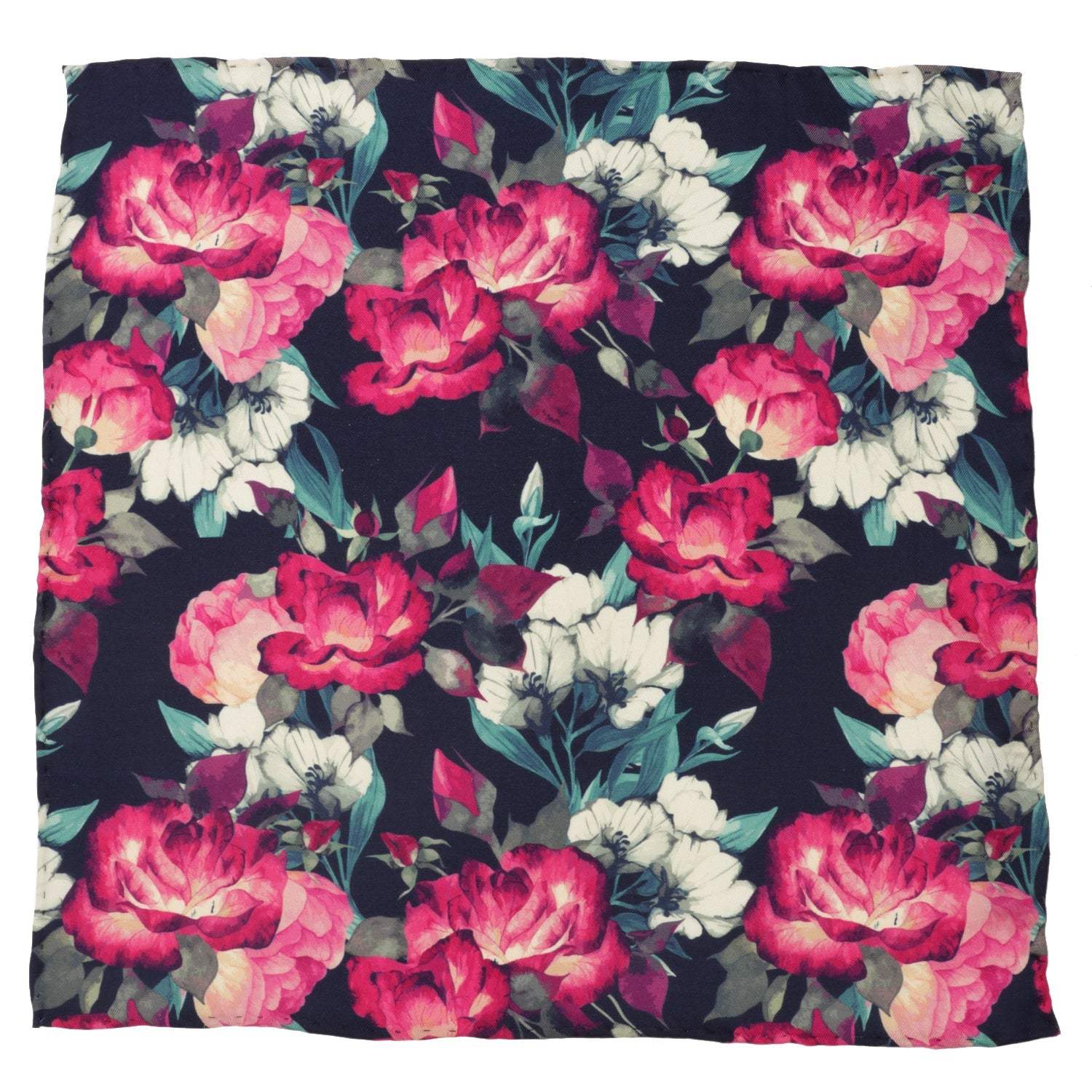 Painted Floral Navy Pocket Square - Cufflinks.com - Flyclothing LLC