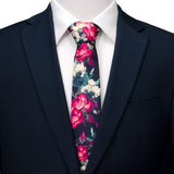 Painted Floral Navy Silk Men's Tie - Cufflinks.com - Flyclothing LLC