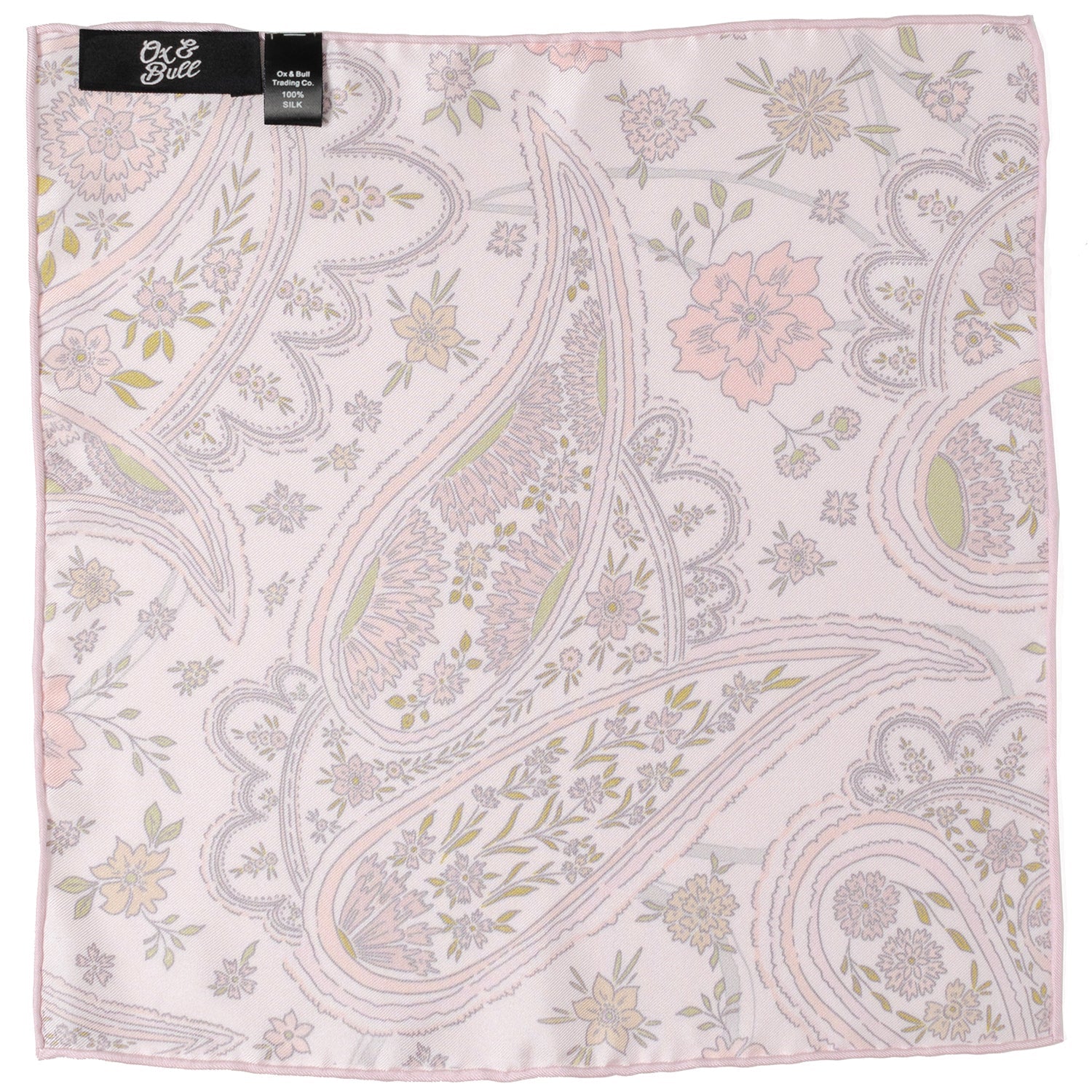 Floral Blush Paisley Pocket Square - Cufflinks.com - Flyclothing LLC