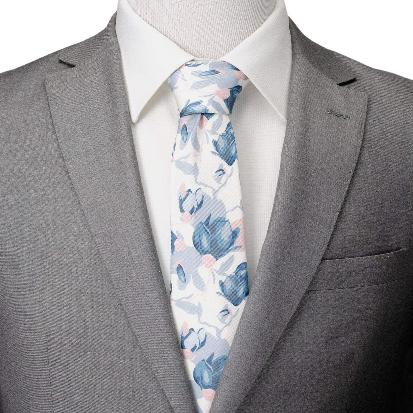 White Floral Patterned Printed Men's Tie - Cufflinks.com - Flyclothing LLC