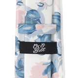 White Floral Patterned Printed Men's Tie - Cufflinks.com - Flyclothing LLC