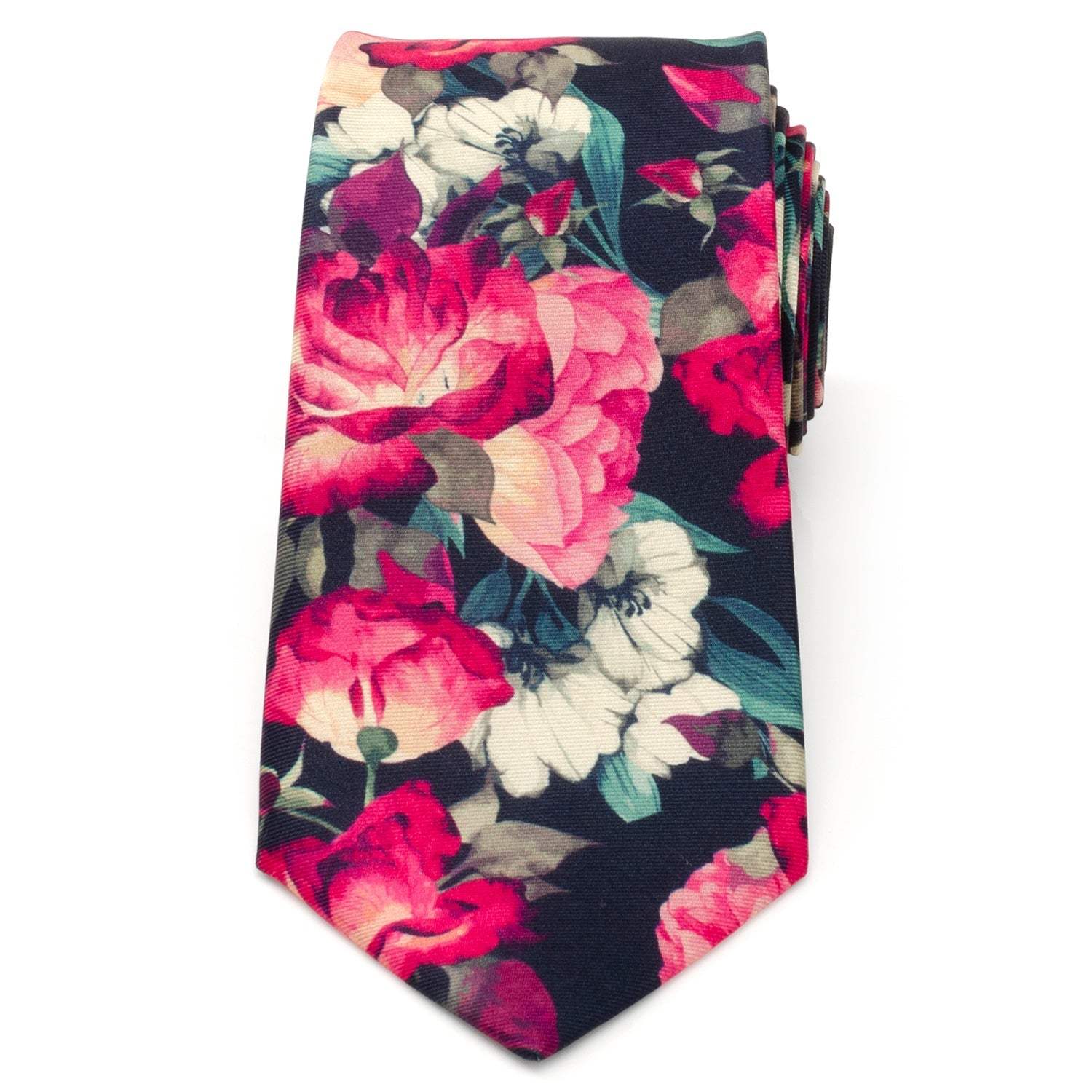 Painted Floral Navy Necktie and Pocket Square Gift Set - Cufflinks.com - Flyclothing LLC