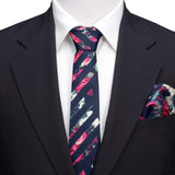 Painted Floral Navy Stripe Silk Men's Tie - Cufflinks.com - Flyclothing LLC
