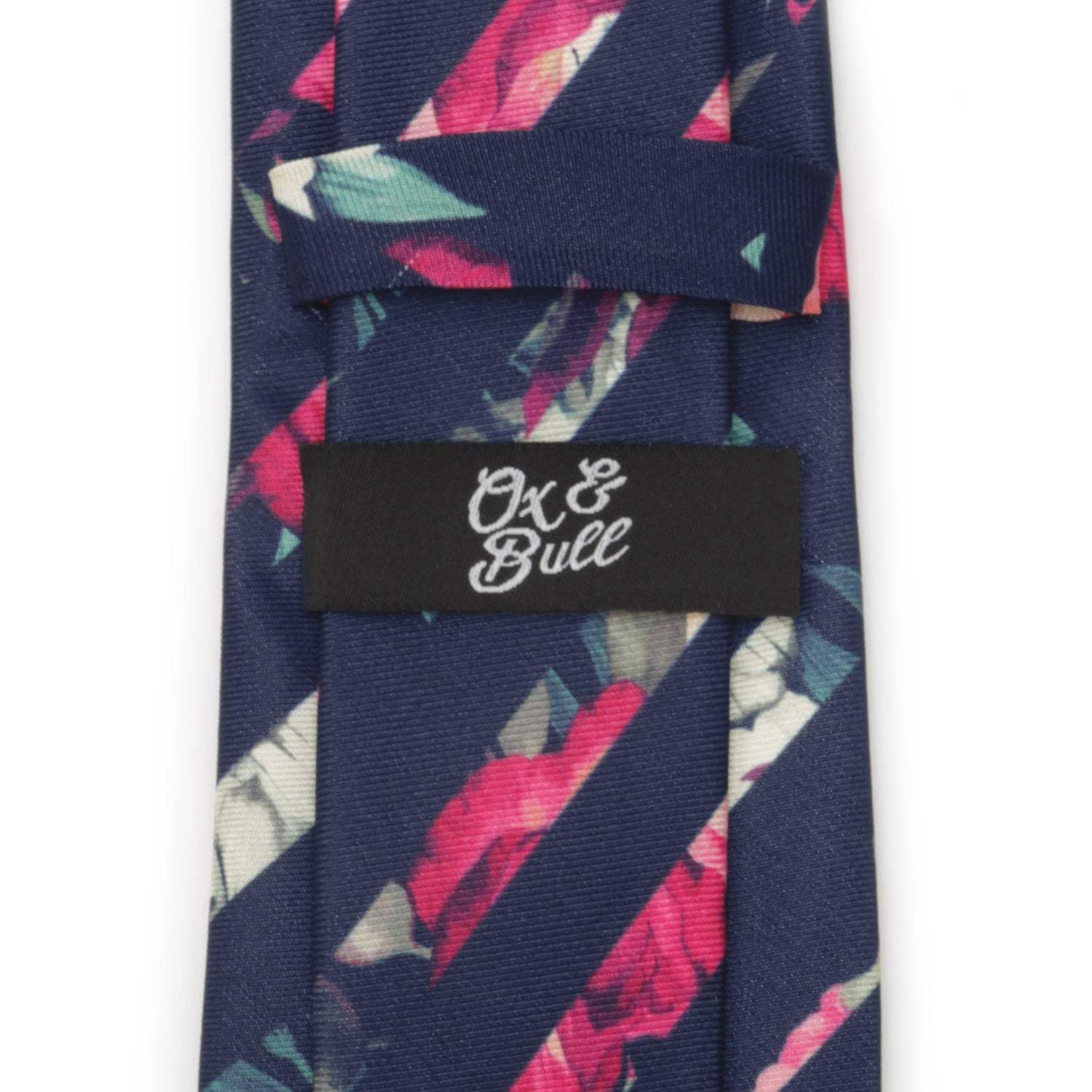 Painted Floral Navy Stripe Silk Men's Tie - Cufflinks.com - Flyclothing LLC