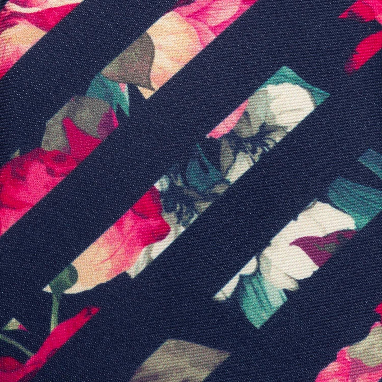 Painted Floral Navy Stripe Silk Men's Tie - Cufflinks.com - Flyclothing LLC