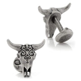 Antique Stainless Steel Carved Cow's Skull - Cufflinks.com - Flyclothing LLC