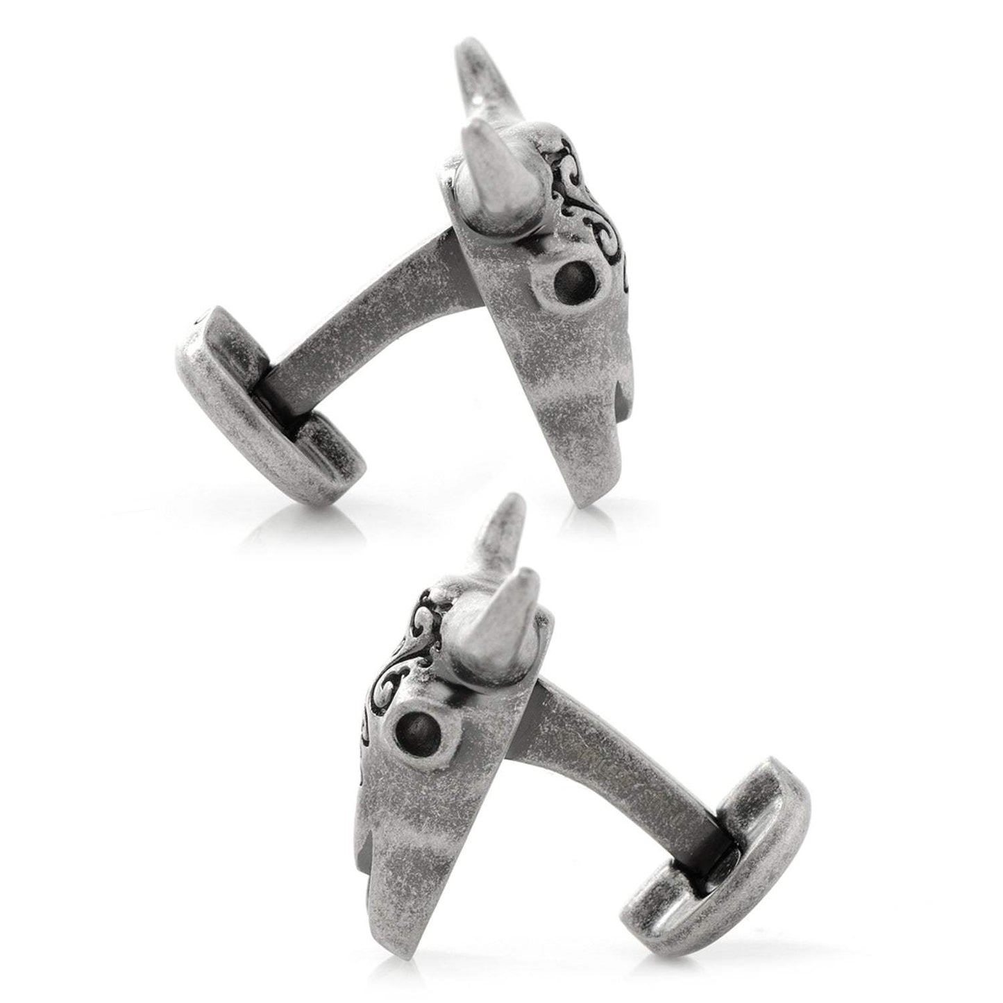 Antique Stainless Steel Carved Cow's Skull - Cufflinks.com - Flyclothing LLC