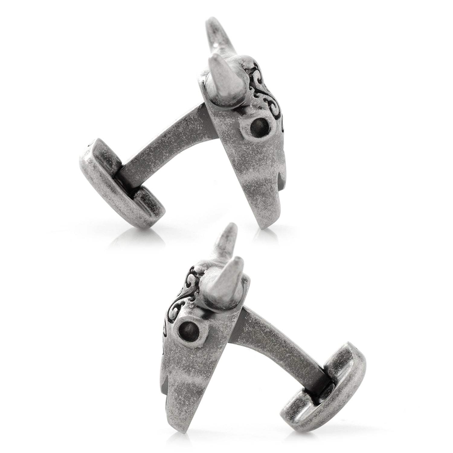 Antique Stainless Steel Carved Cow's Skull - Cufflinks.com - Flyclothing LLC
