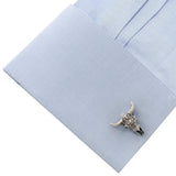 Antique Stainless Steel Carved Cow's Skull - Cufflinks.com - Flyclothing LLC