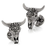 Antique Stainless Steel Carved Cow's Skull - Cufflinks.com - Flyclothing LLC