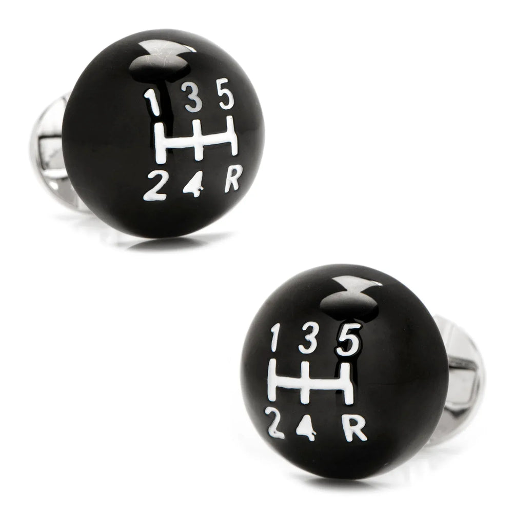 3D Black Gear Shifter Cufflinks - Cufflinks.com - Flyclothing LLC
