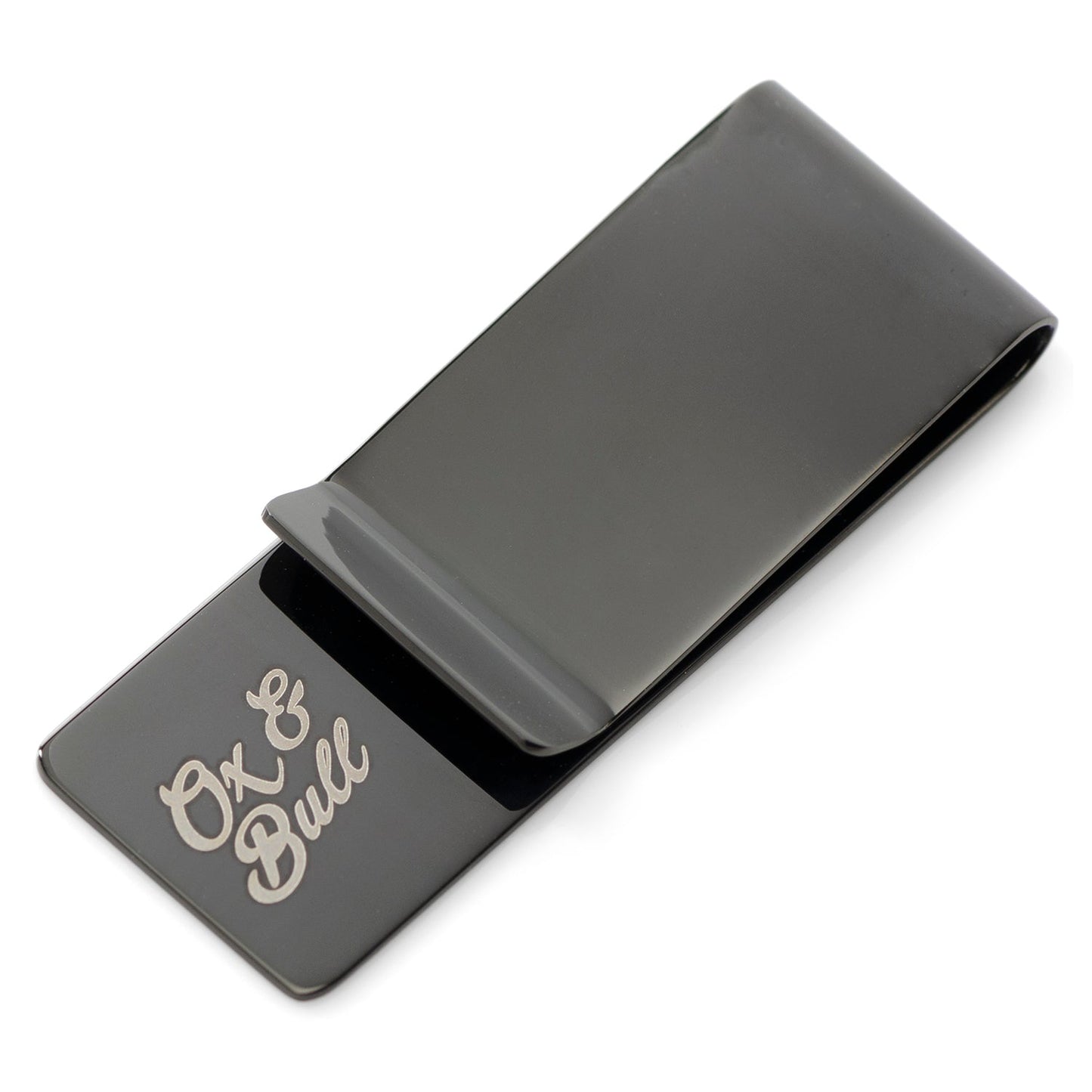 Geometric Stainless Steel Gunmetal Engraved Money Clip