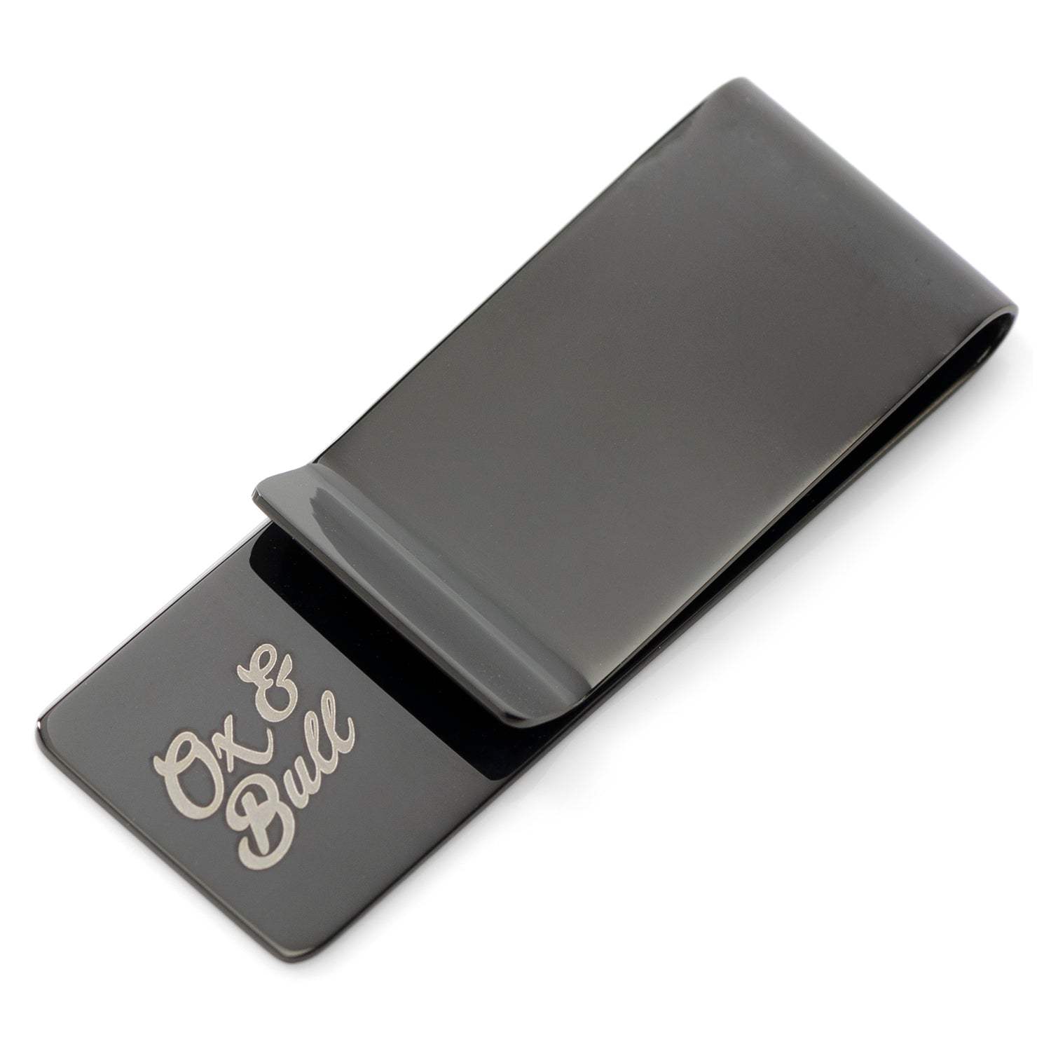 Geometric Stainless Steel Gunmetal Engraved Money Clip - Cufflinks.com - Flyclothing LLC