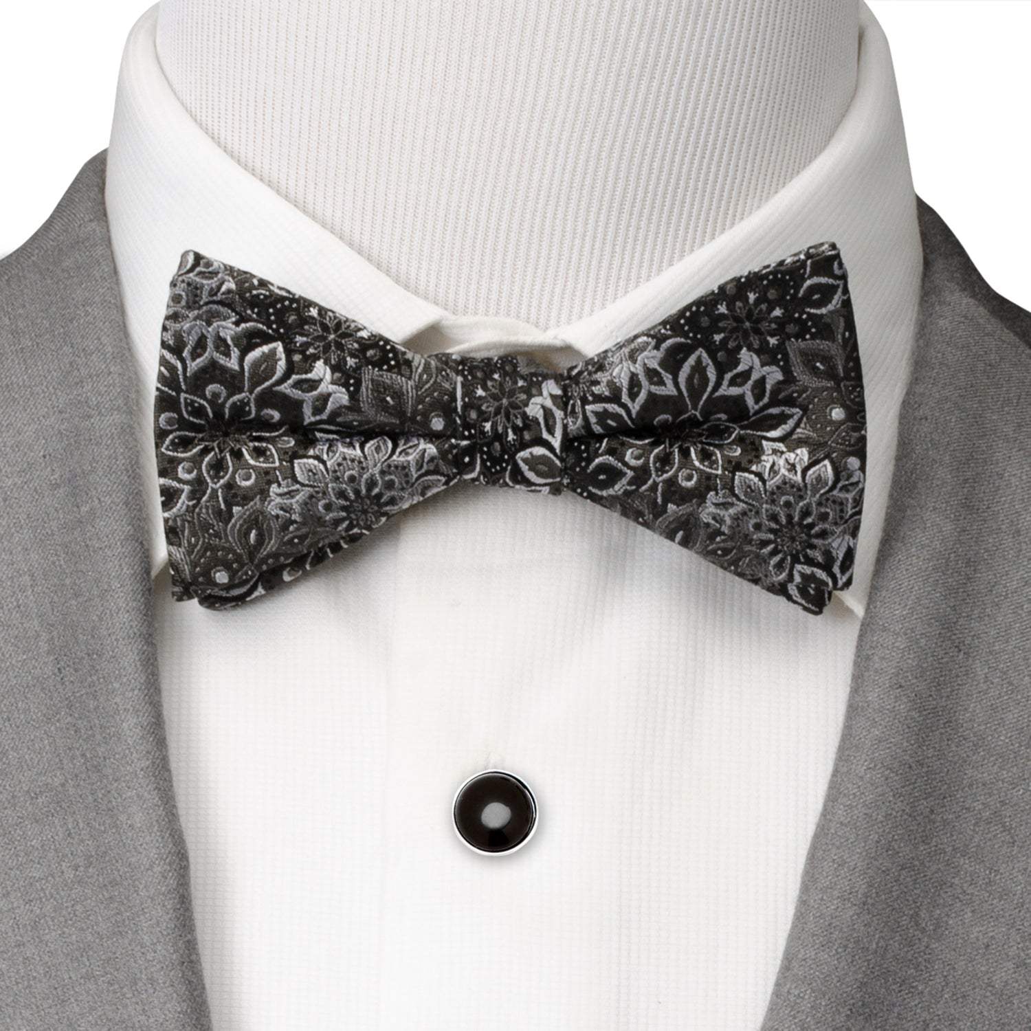 Kaleido Floral Charcoal Men's Bow Tie - Cufflinks.com - Flyclothing LLC