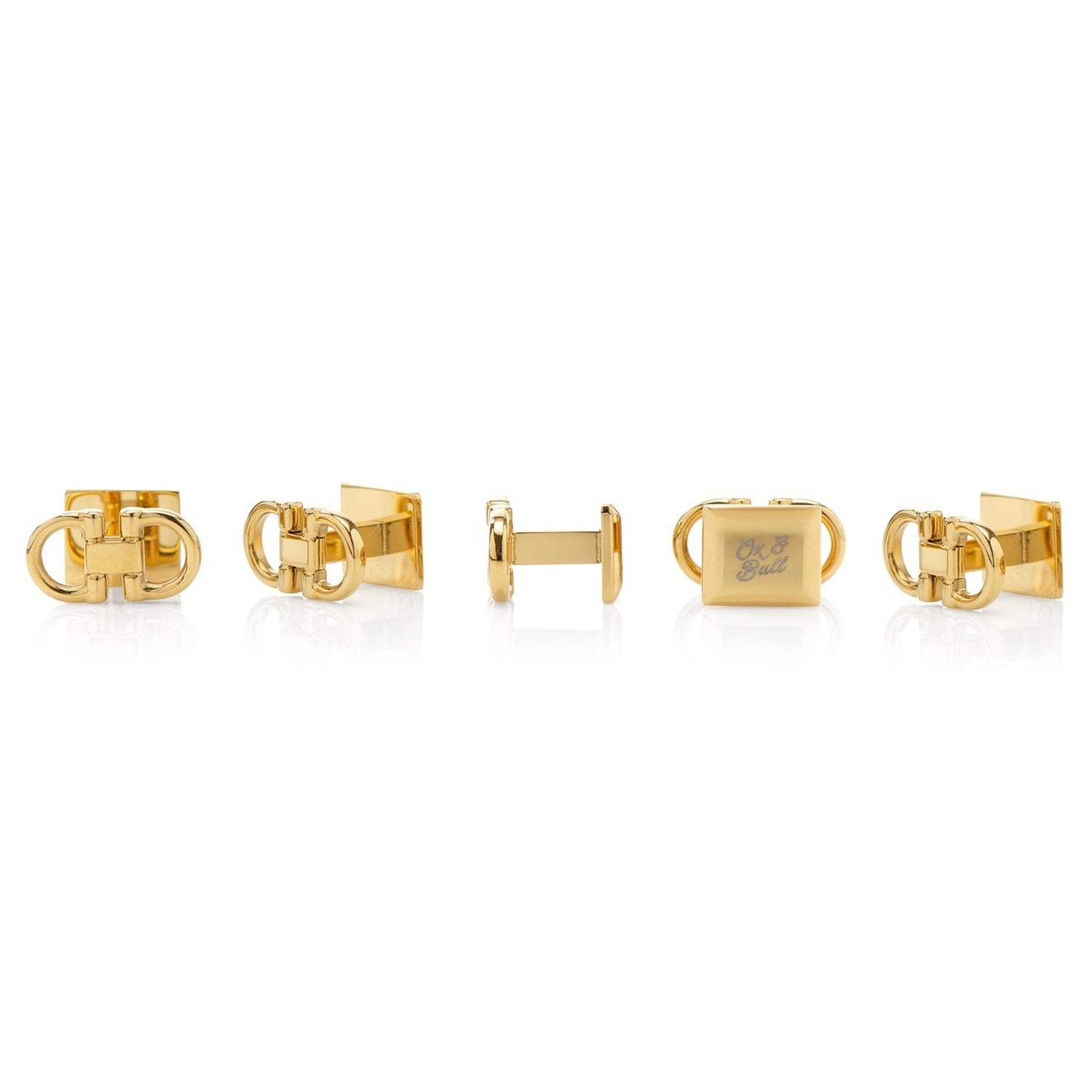 Horse Bit Gold Stainless Steel 5-Stud Set - Cufflinks.com - Flyclothing LLC