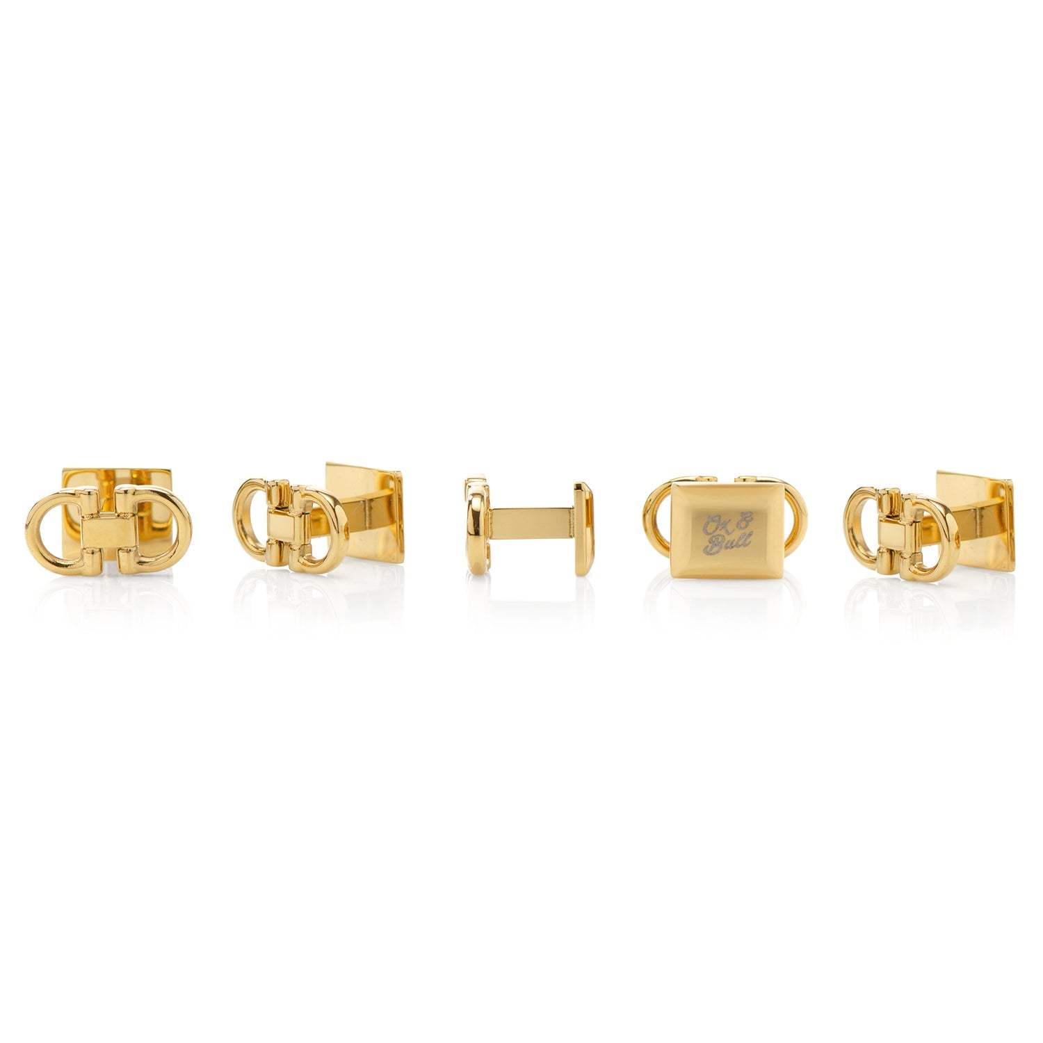 Horse Bit Gold Stainless Steel 5-Stud Set - Cufflinks.com - Flyclothing LLC