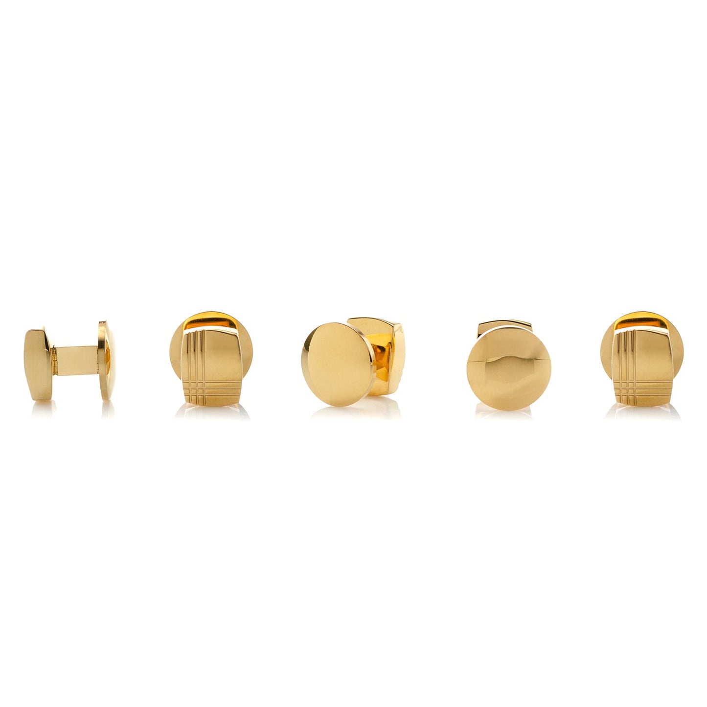 Stainless Steel Gold Tartan 5-Stud Set - Cufflinks.com - Flyclothing LLC