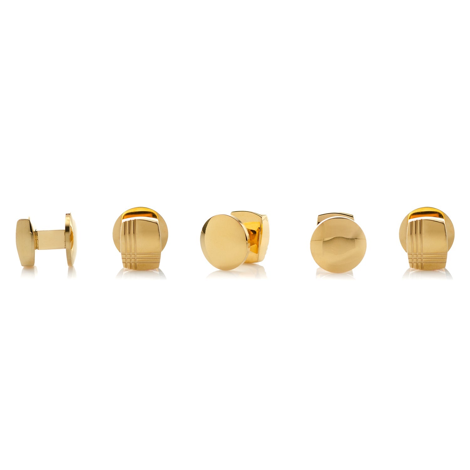 Stainless Steel Gold Tartan 5-Stud Set - Cufflinks.com - Flyclothing LLC