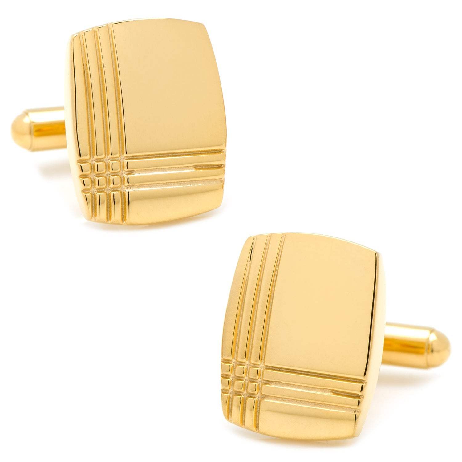 Stainless Steel Gold Tartan 5-Stud Set - Cufflinks.com - Flyclothing LLC