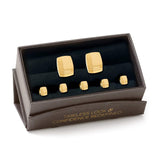 Stainless Steel Gold Tartan 5-Stud Set - Cufflinks.com - Flyclothing LLC