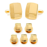 Stainless Steel Gold Tartan 5-Stud Set - Cufflinks.com - Flyclothing LLC