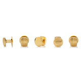 Stainless Steel Gold Tartan Plaid 5-Studs
