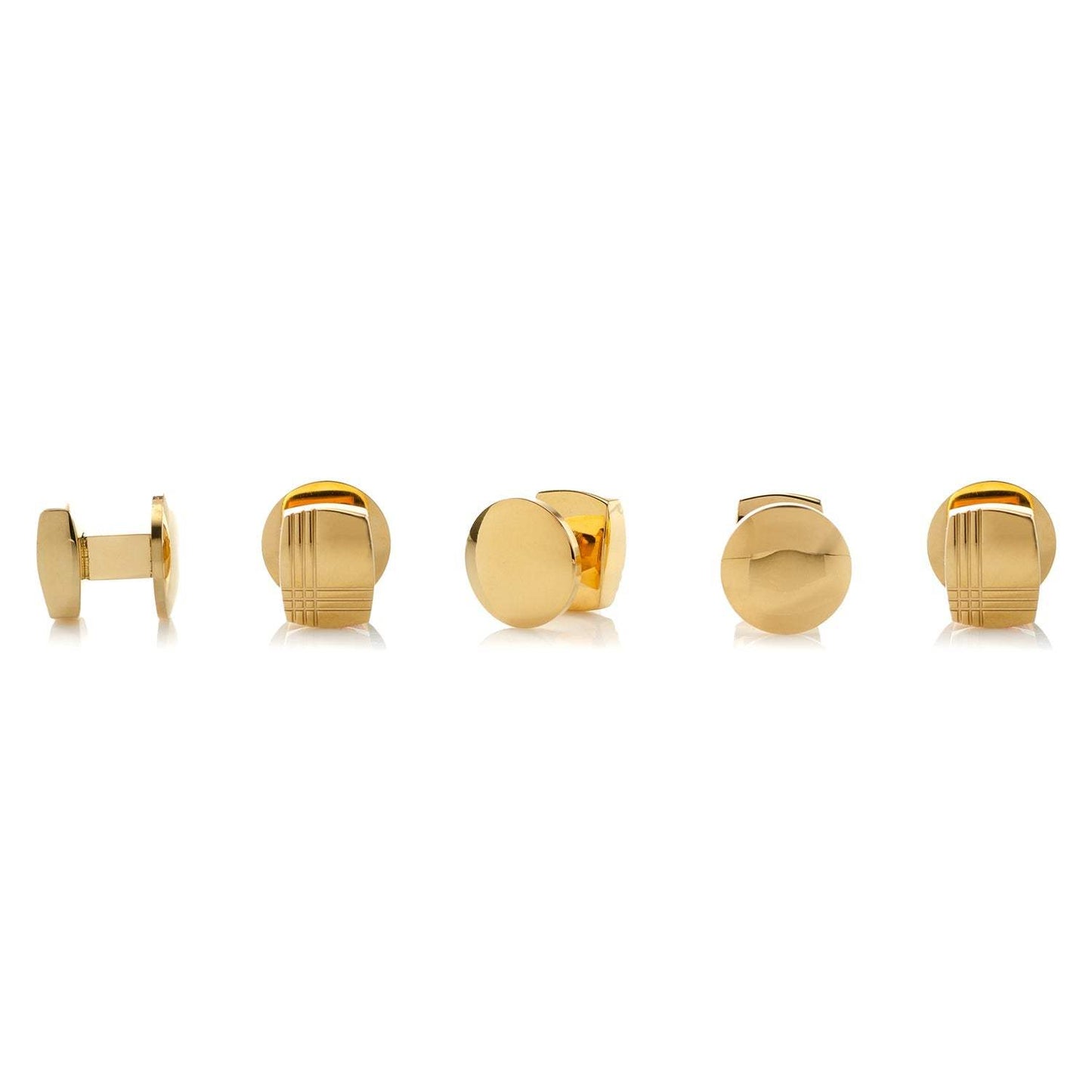 Stainless Steel Gold Tartan Plaid 5-Studs - Cufflinks.com - Flyclothing LLC