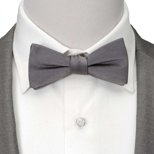 Gray Silk Bow Pre-Tie - Cufflinks.com - Flyclothing LLC