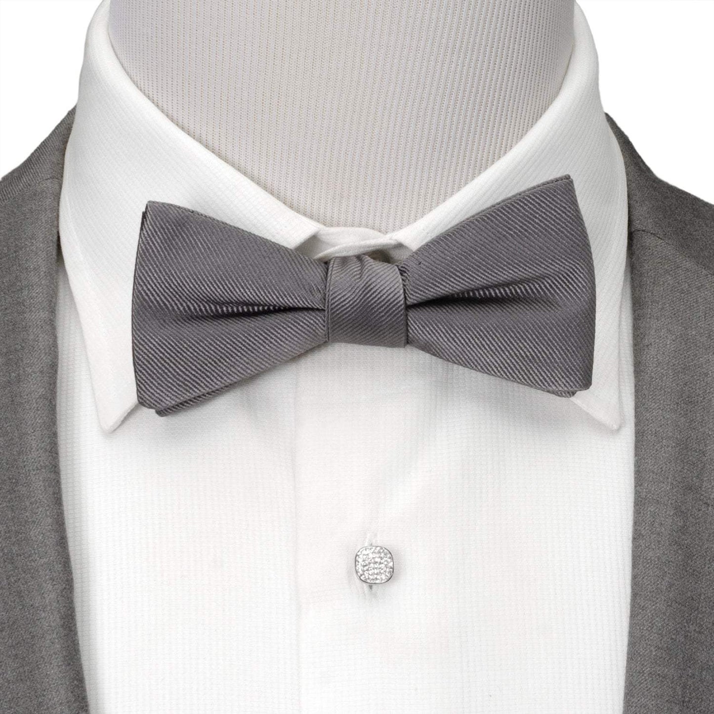 Gray Silk Bow Pre-Tie - Cufflinks.com - Flyclothing LLC