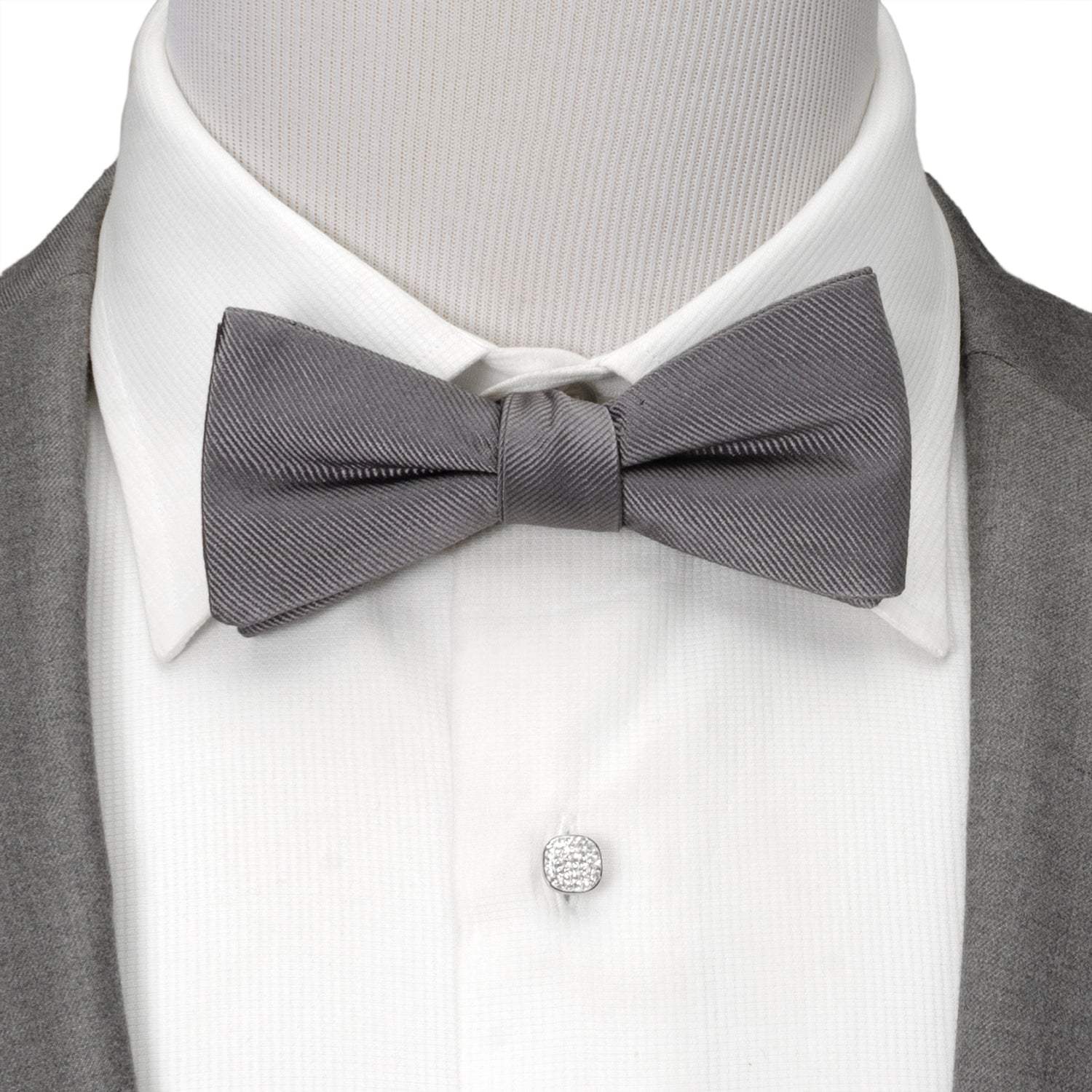 Gray Silk Bow Pre-Tie - Cufflinks.com - Flyclothing LLC
