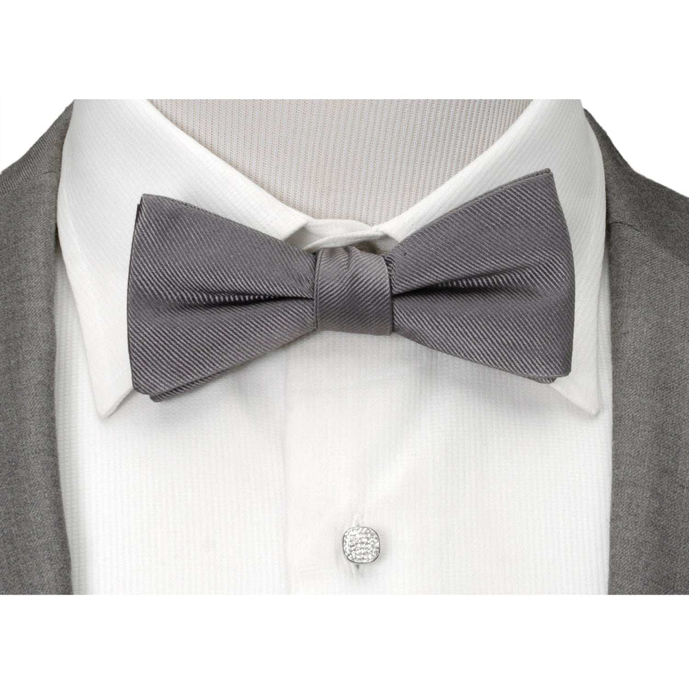 Gray Silk Bow Pre-Tie - Cufflinks.com - Flyclothing LLC