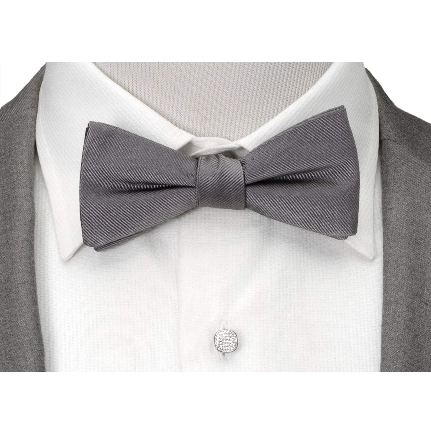 Gray Silk Bow Pre-Tie - Cufflinks.com - Flyclothing LLC