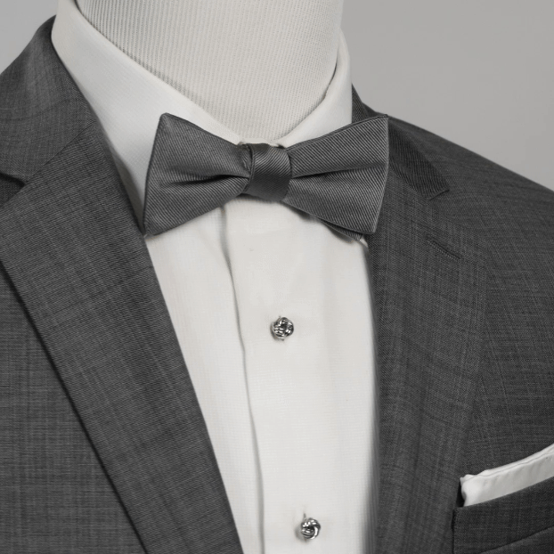Gray Silk Bow Pre-Tie - Cufflinks.com - Flyclothing LLC
