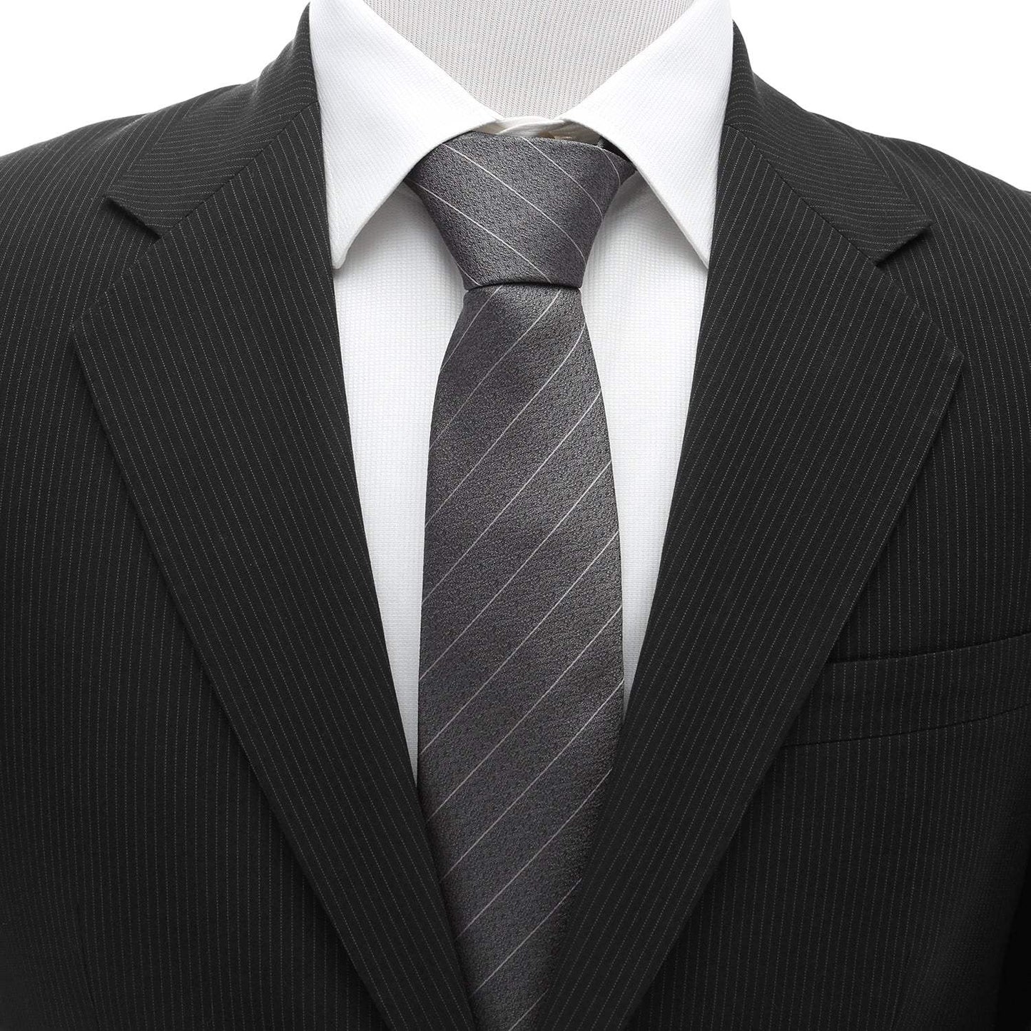 Woven Gray Stripe Men's Tie - Cufflinks.com - Flyclothing LLC