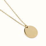 Stainless Steel Gold Engravable Round Pendant Women's Necklace - Cufflinks.com - Flyclothing LLC