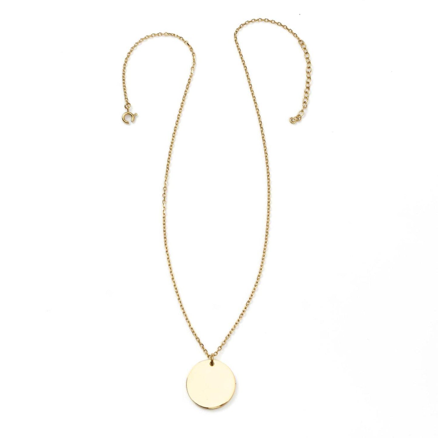 Stainless Steel Gold Engravable Round Pendant Women's Necklace - Cufflinks.com - Flyclothing LLC
