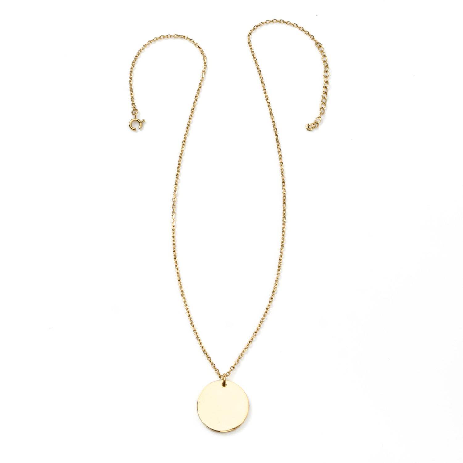Stainless Steel Gold Engravable Round Pendant Women's Necklace - Cufflinks.com - Flyclothing LLC