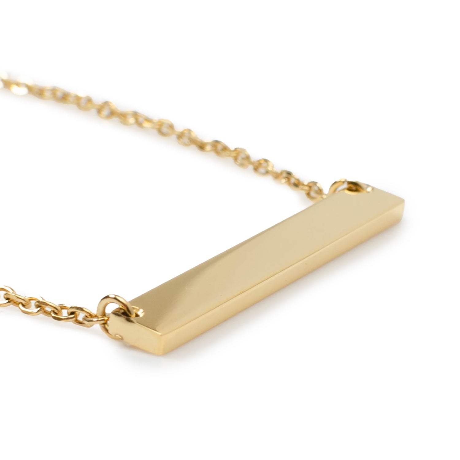 Stainless Steel Gold Engravable Bar Pendant Women's Necklace - Cufflinks.com - Flyclothing LLC