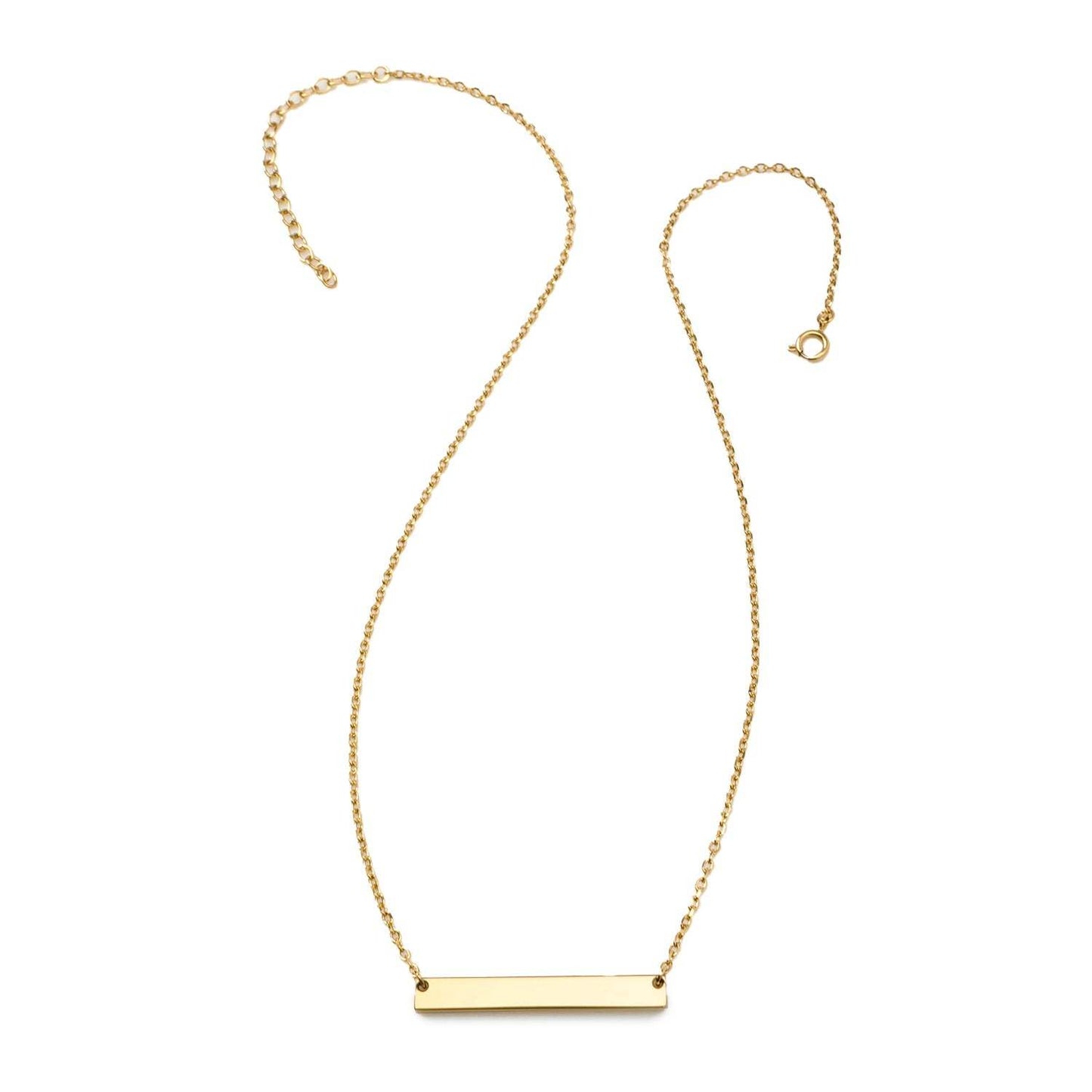 Stainless Steel Gold Engravable Bar Pendant Women's Necklace - Cufflinks.com - Flyclothing LLC