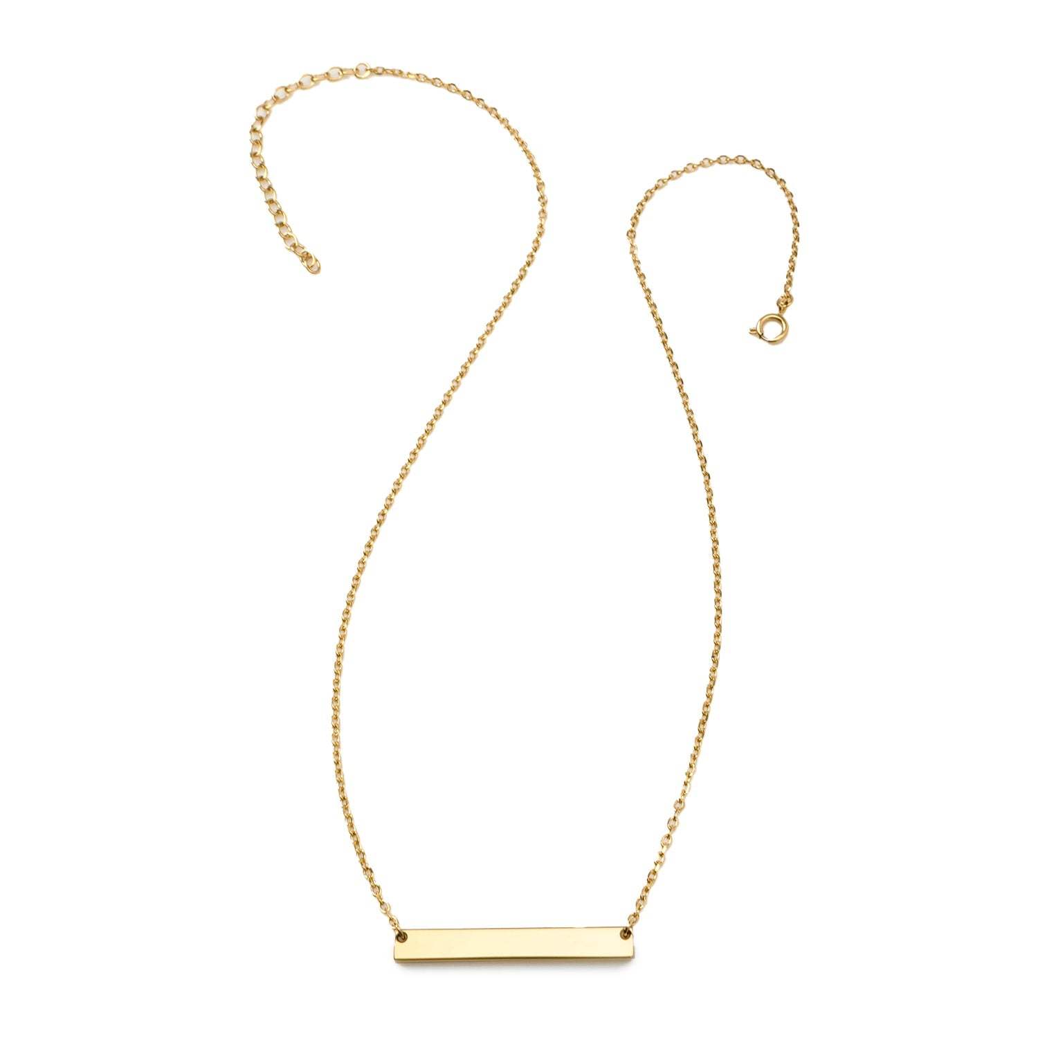 Stainless Steel Gold Engravable Bar Pendant Women's Necklace - Cufflinks.com - Flyclothing LLC
