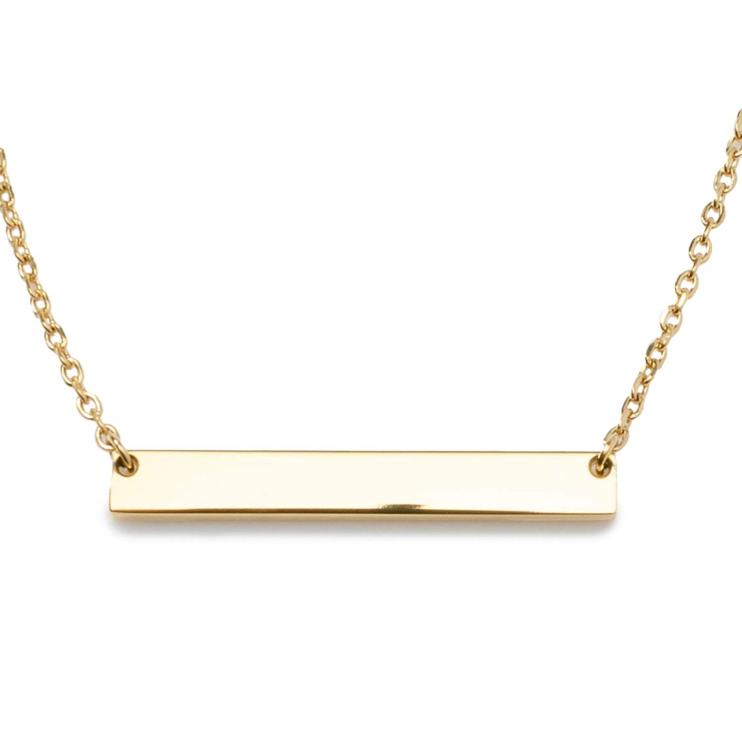 Stainless Steel Gold Engravable Bar Pendant Women's Necklace - Cufflinks.com - Flyclothing LLC