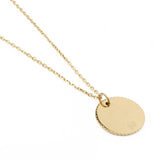 Stainless Steel Gold Engravable Round Rope Edge Pendant Women's Box Chain Necklace - Cufflinks.com - Flyclothing LLC
