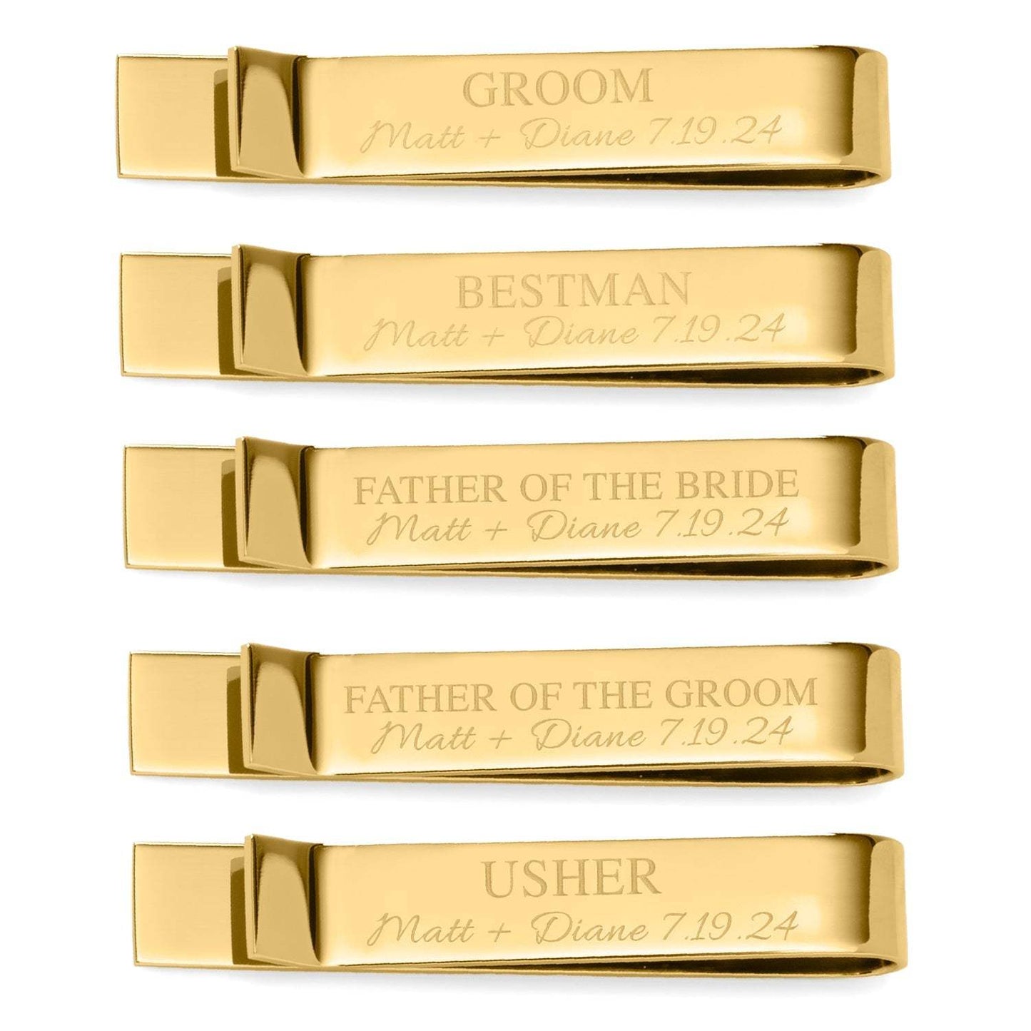 Wedding Party Gold Engravable Tie Bar - Cufflinks.com - Flyclothing LLC